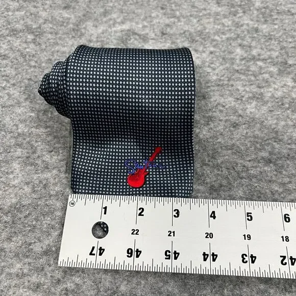 Vintage Carlos Santana Tie Blue With Red Guitar 100% Silk Necktie - Picture 5 of 6